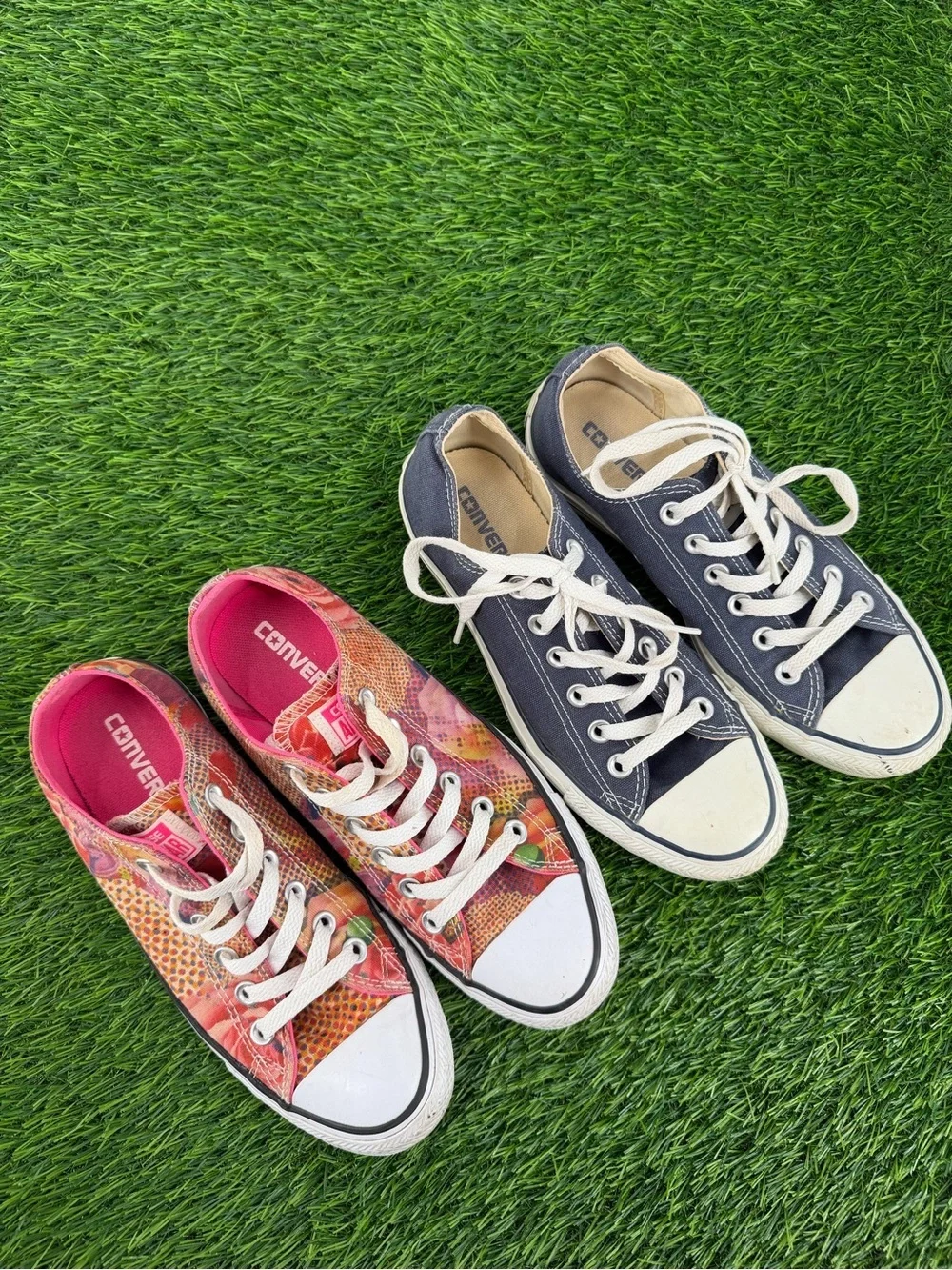 Converse Blue & Pink Digital Floral Ankle Low Lace Up Casual Sneaker